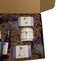 Lavender soap bars, body butter and dried lavender sachets