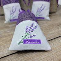 Fabric Sachet with Lavender Plant Detail (set of 3)