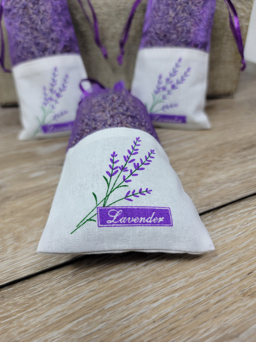 Fabric Sachet with Lavender Plant Detail