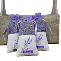 Fabric Sachet with Lavender Plant Detail (set of 3)