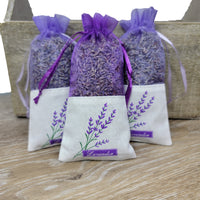 Fabric Sachet with Lavender Plant Detail (set of 3)