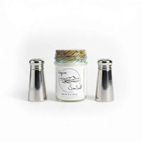 Sequim Sea Salt jar with stainless salt shakers