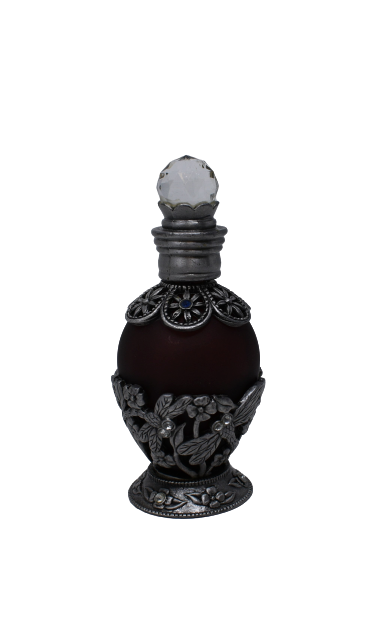 Perfume Bottle - Premium Pewter Encased - Hand Blown Glass