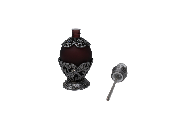 Perfume Bottle - Premium Pewter Encased - Hand Blown Glass