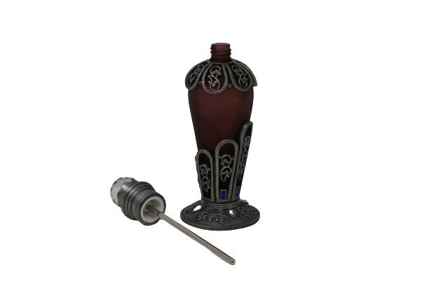 Perfume Bottle - Premium Pewter Encased - Hand Blown Glass