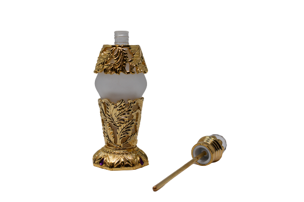 Perfume Bottle - Premium Pewter Encased - Hand Blown Glass