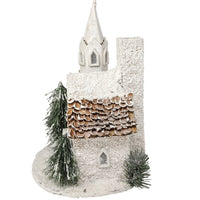 Lighted Church with Steeple and Trees