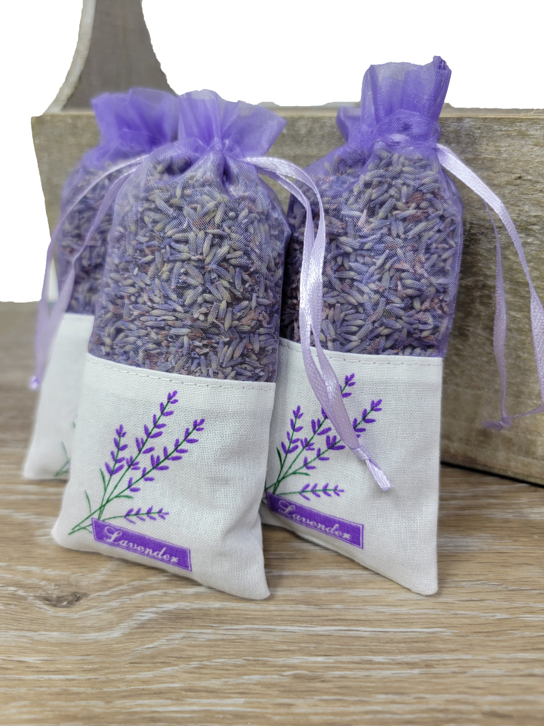 Fabric Sachet with Lavender Plant Detail (set of 3)