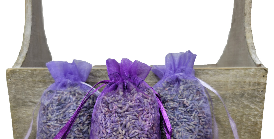 Fabric Sachet with Lavender Plant Detail (set of 3)