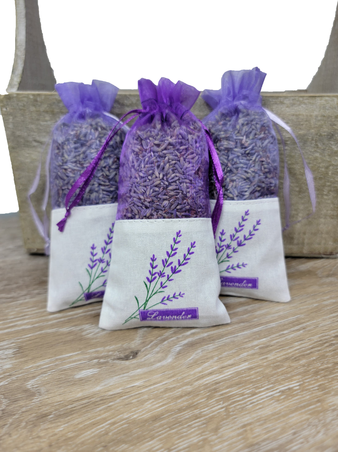 Fabric Sachet with Lavender Plant Detail (set of 3)