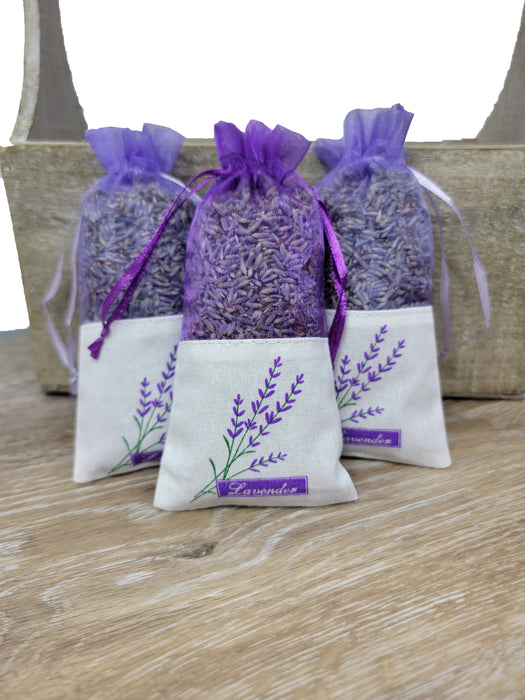 Fabric Sachet with Lavender Plant Detail