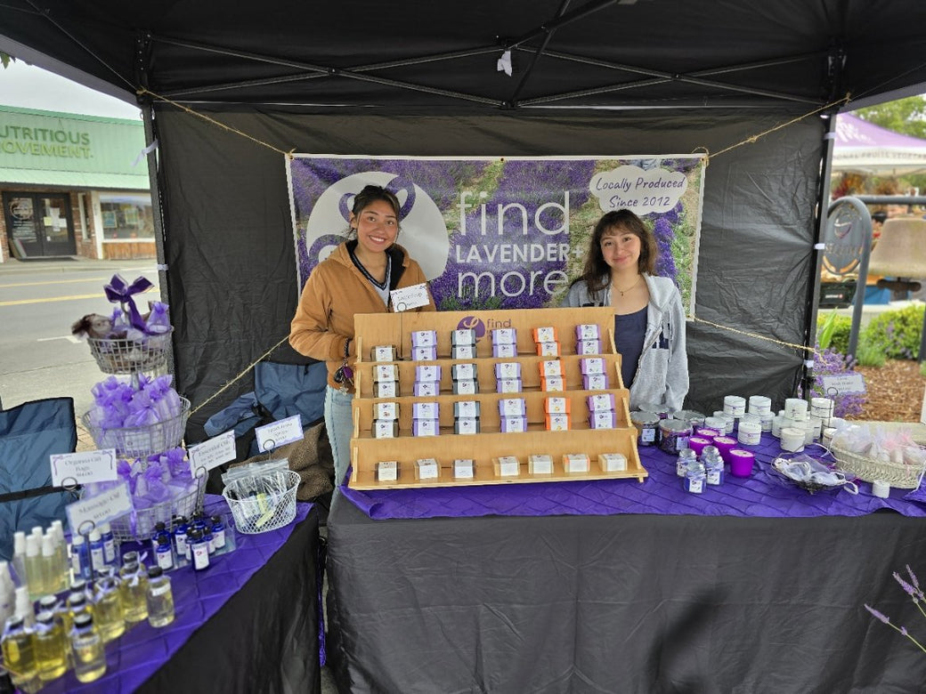 Find Lavender booth with handmade lavender products, Sequim WA