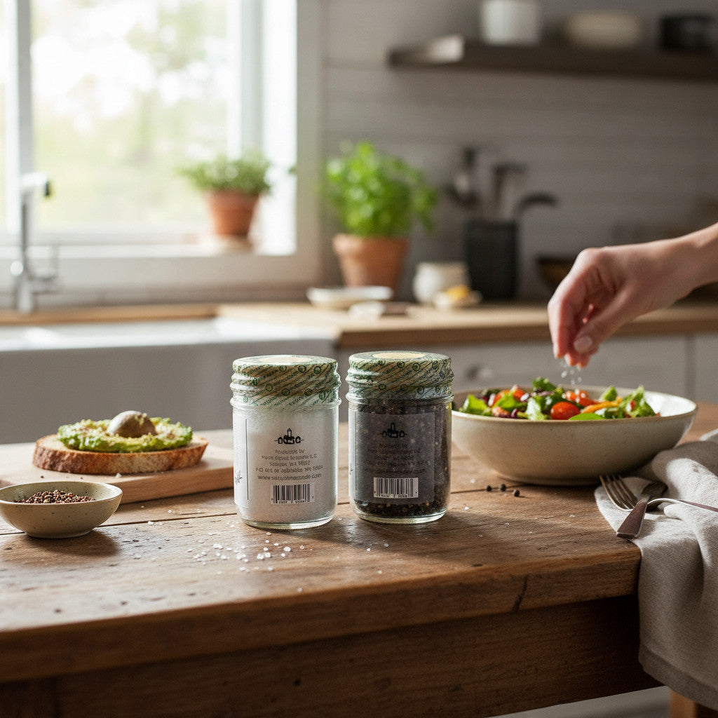 Sequim sea salt sprinkled on a fresh salad