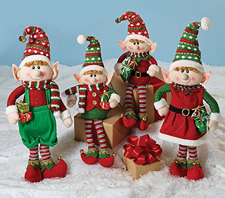 Set of 4 Christmas Elves Plush Figurines for Holiday Home Decor - Findlavender