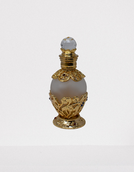 Perfume Bottle - Premium Pewter Encased - Hand Blown Glass