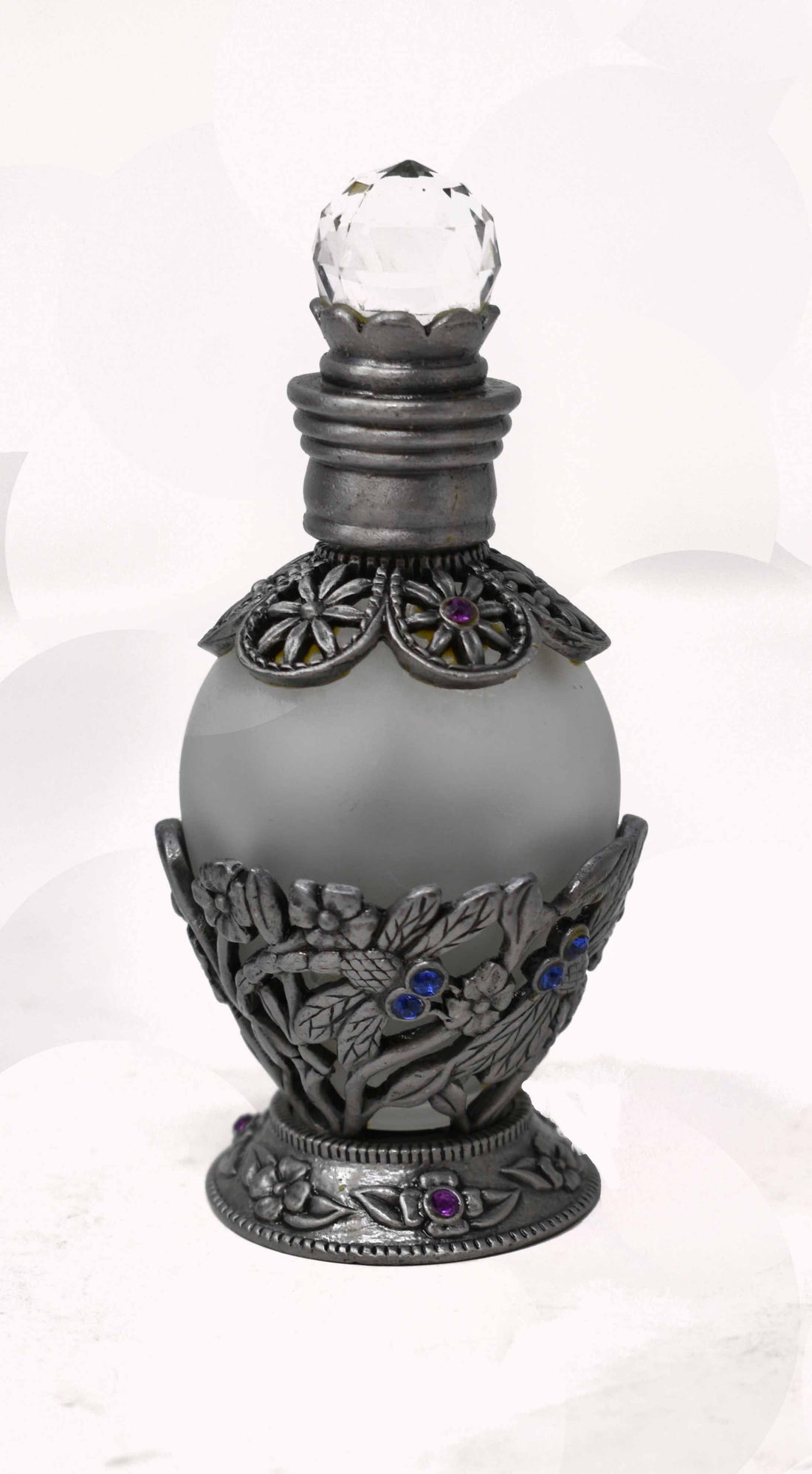 Perfume Bottle - Premium Pewter Encased - Hand Blown Glass