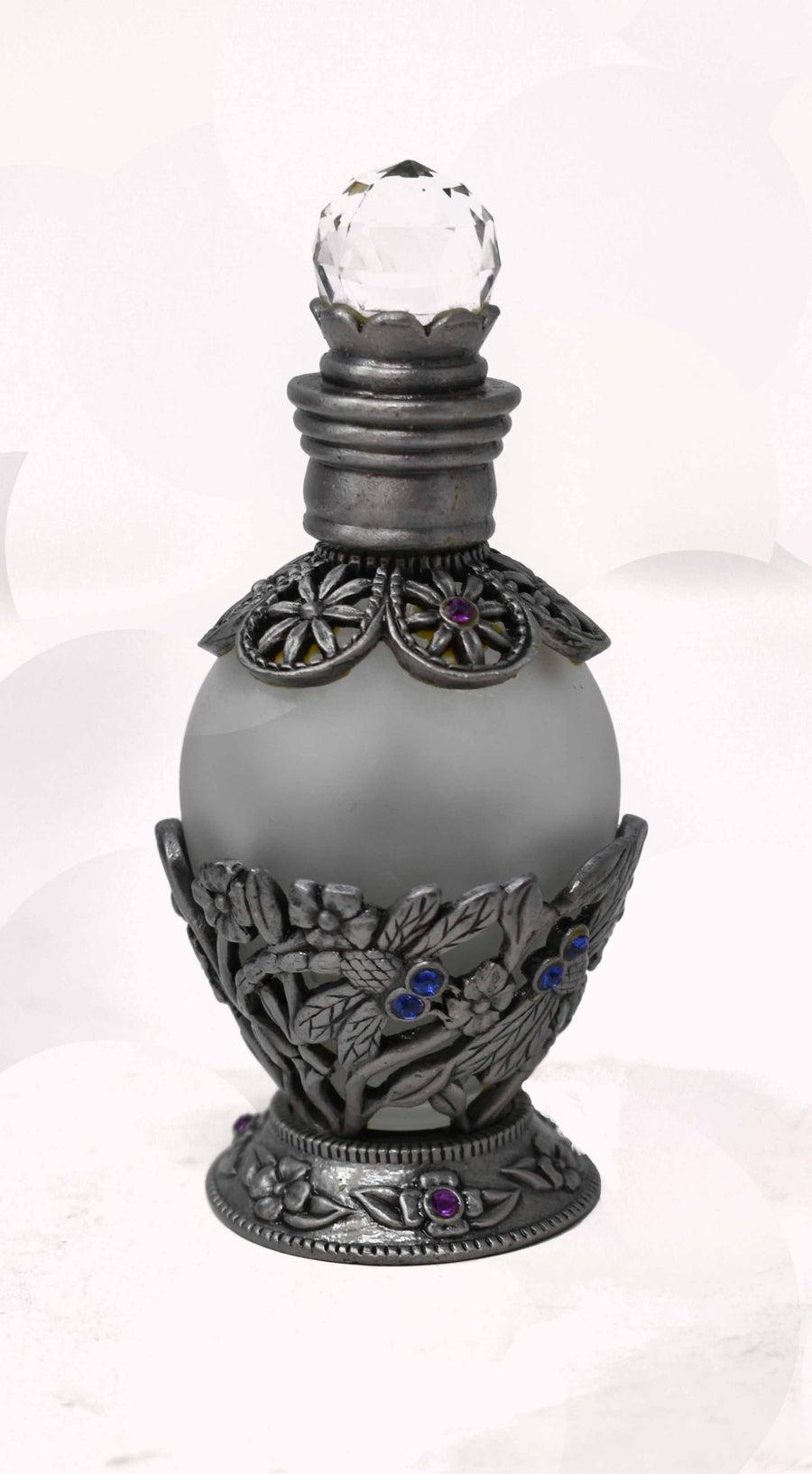 Perfume Bottle - Premium Pewter Encased - Hand Blown Glass