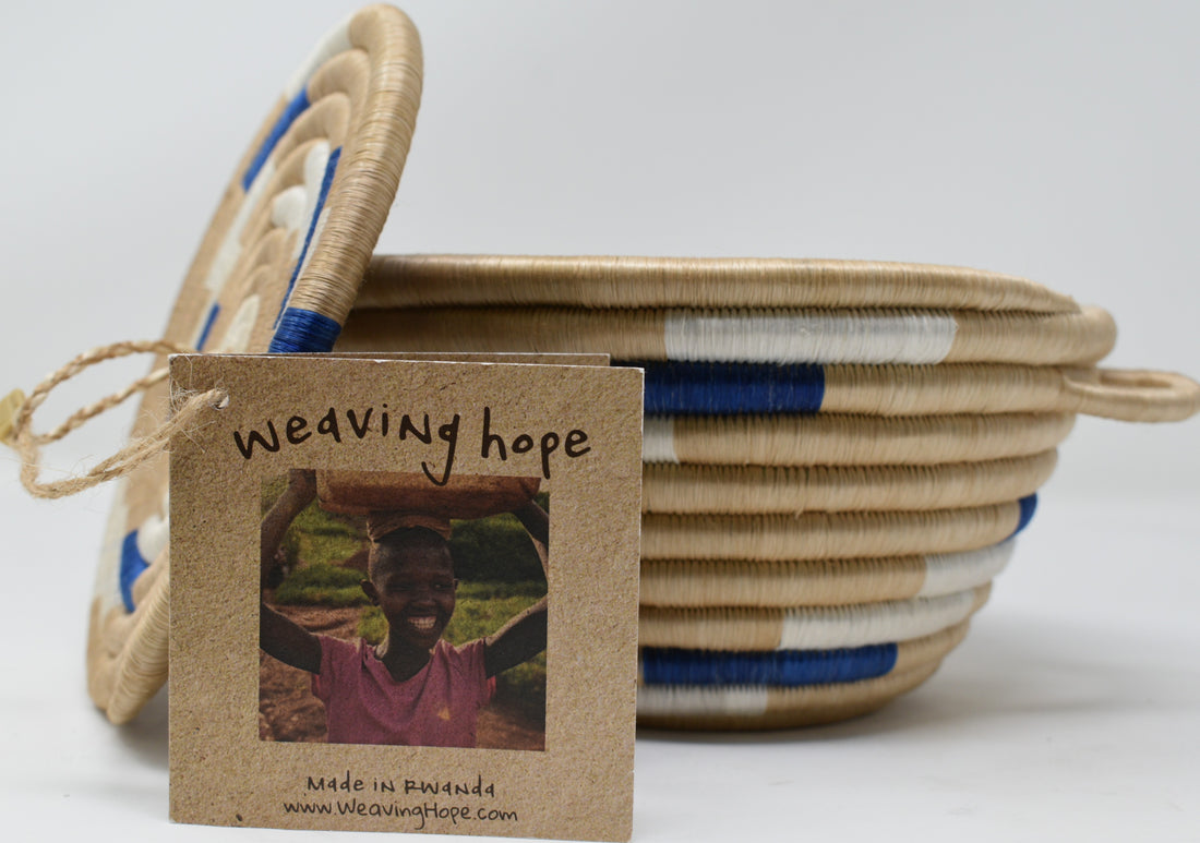 Handwoven Basket Blue&White