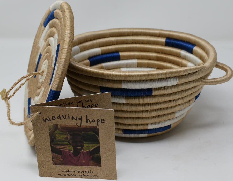 Handwoven Basket Blue&White