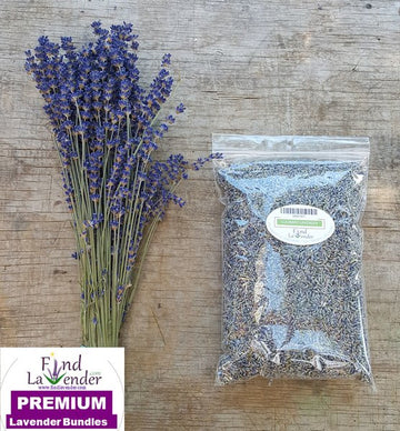 One 4oz Culinary Lavender & One Culinary Bundle 16" Long - Findlavender