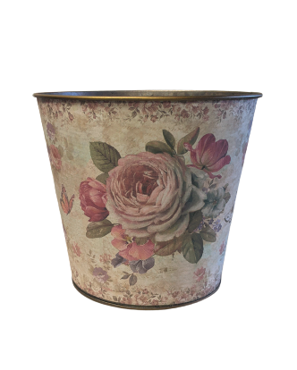 Victorian Rose Pot Cover W/Butterfly