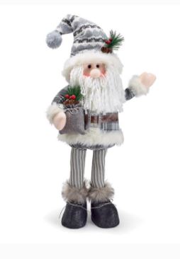 Christmas Santa Claus Figure Grey White Holiday Home Decor