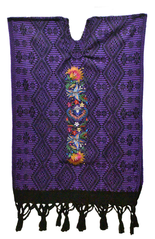 Black and Purple embroidered Poncho