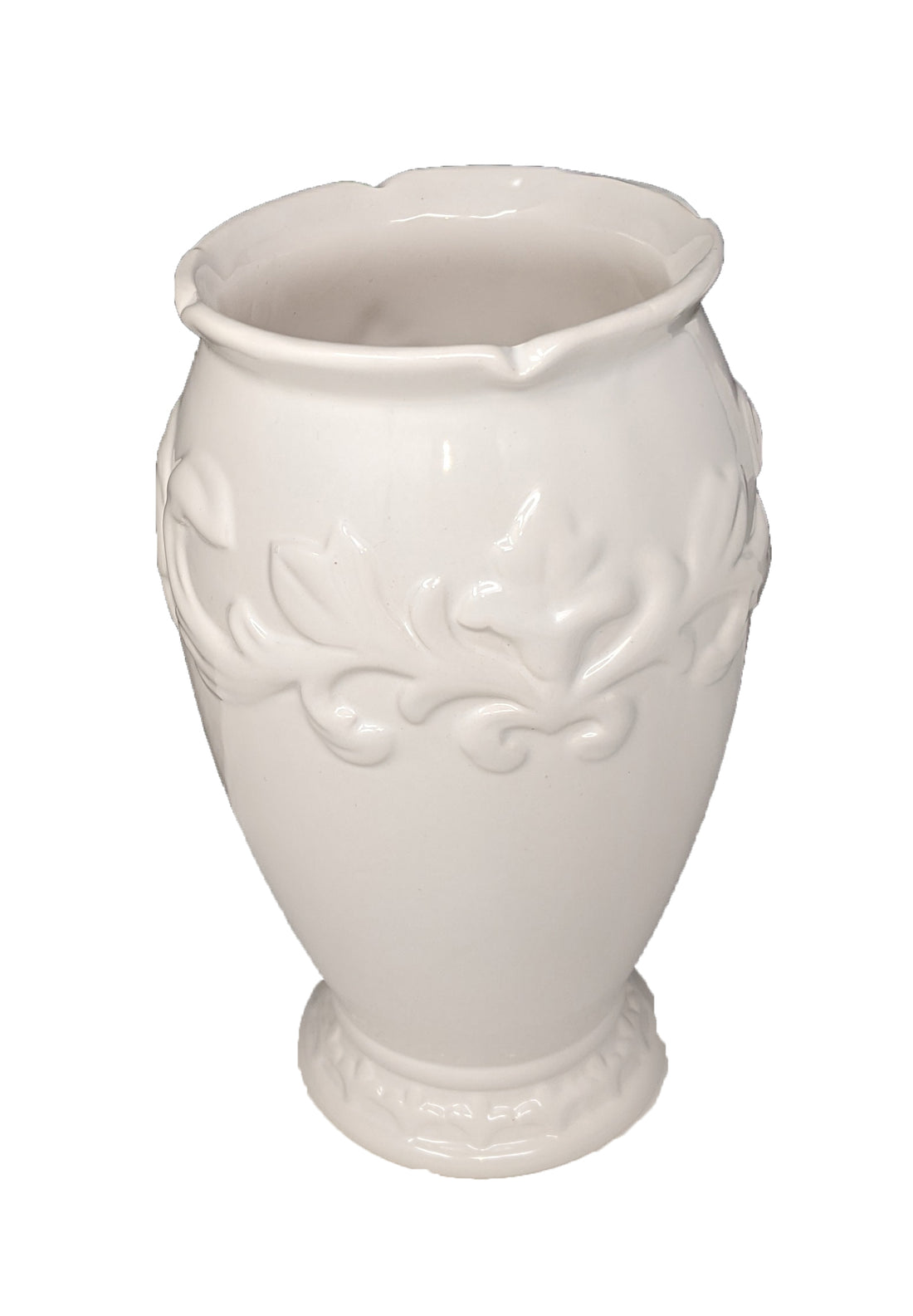 White Porcelain with Gloss Finish Vase with Detailing